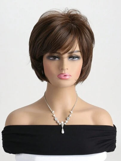 Paisley | Pixie Human Hair  With Bang Wig 180 Density 8 Inch