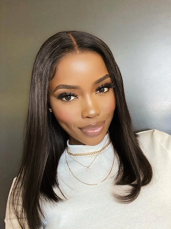 Natalie |  Human Hair T Part Lace Front Wig 180 Density 12 Inch