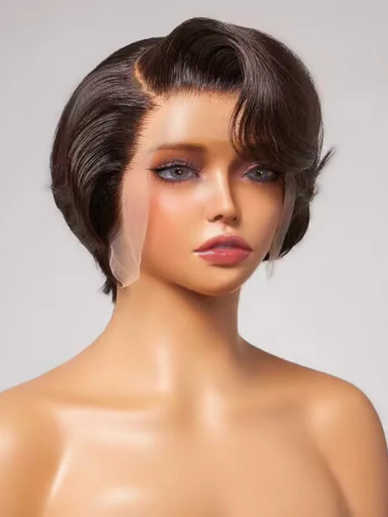 Stella |  Pixie Human Hair - Lace Front  Wig 180 Density 10 Inch